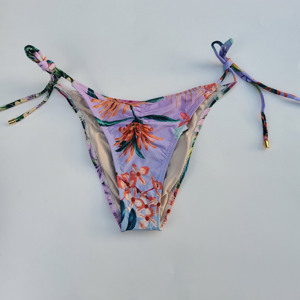 PQ Swim LOA Floral Ruched Tie Full Bikini Swimsuit Bottom Size XS New